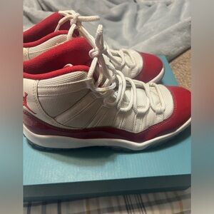 Jordan 11s Kids Red and White Sneakers